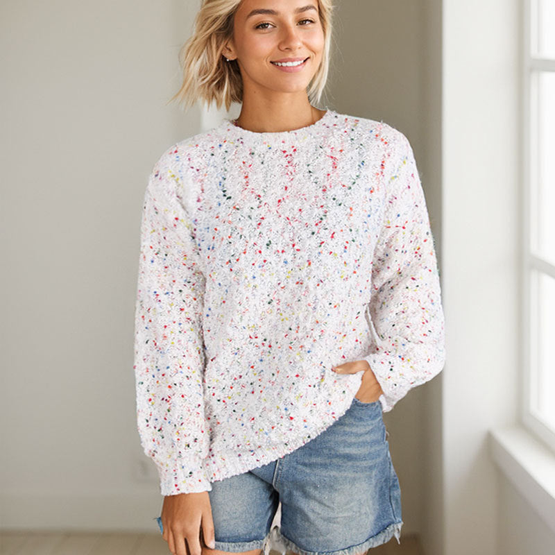 Pull en tricot aérien pour femme avec fil coloré et toucher doux Chic & Stil