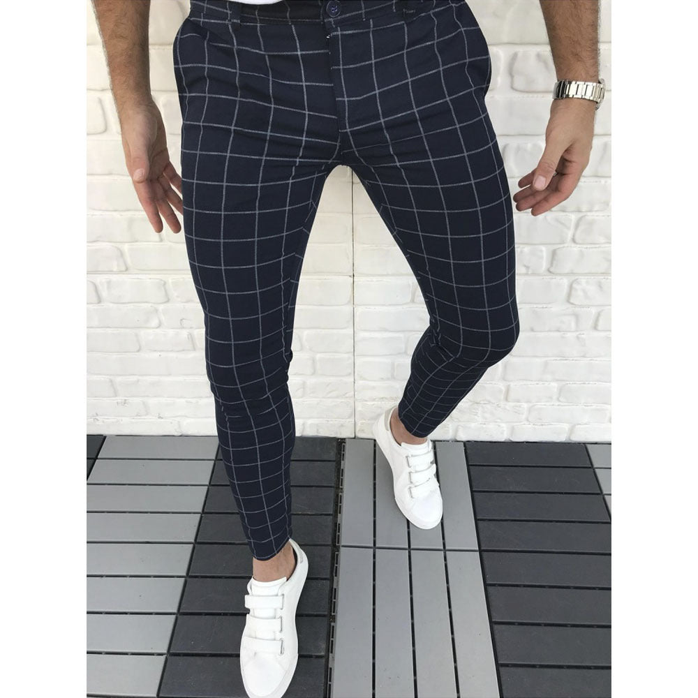 Men's Checkered Suit Pants In Slim Fit Style Lune London