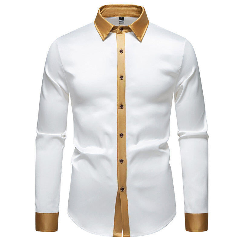 Long sleeve shirt for men with satin collar and modern accents Lune London