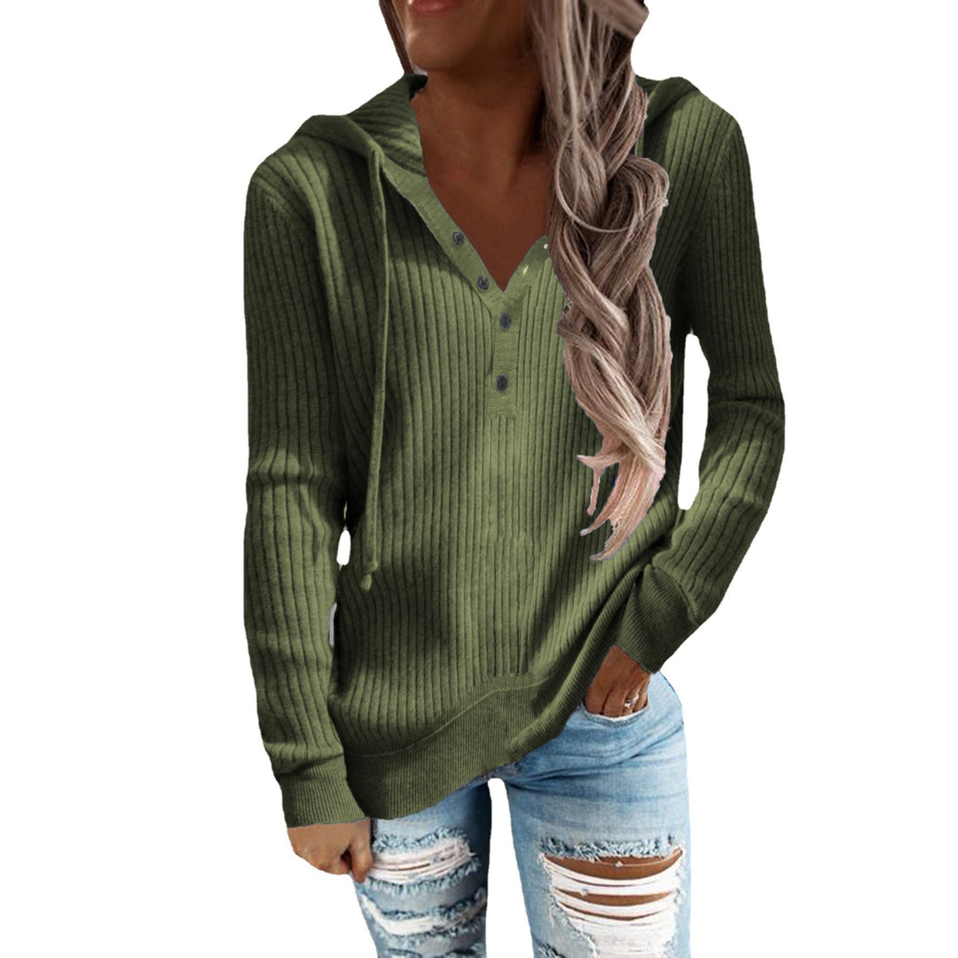 Women's hoodie with structured ribbed design and practical buttons Amarae