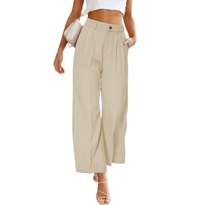 High-waisted wide leg trousers for women with pleats Lune London