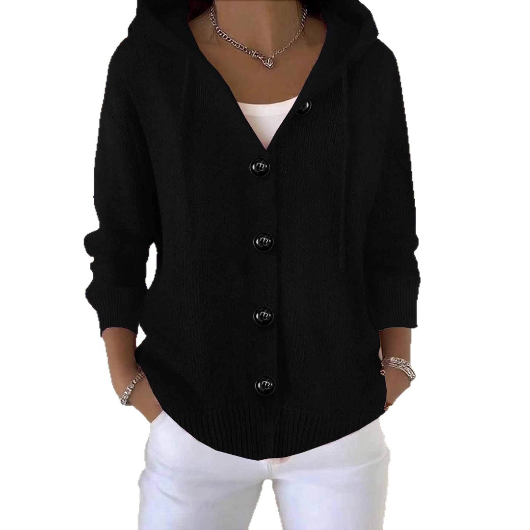 Casual hoodie knitted jacket for women with large buttons Lune London