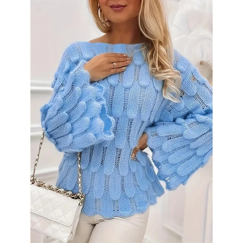 Sweater en maille pour femmes avec des manches volumineuses et un motif texturé Chic & Stil