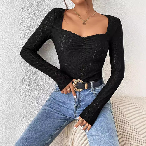 Bodies à manches longues pour femmes avec encolure carrée et volants élégants Chic & Stil