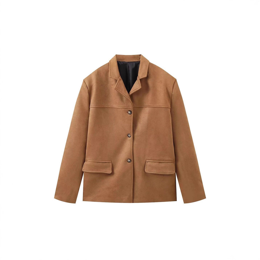 Lune London faux leather elegant jacket for women with patch pockets