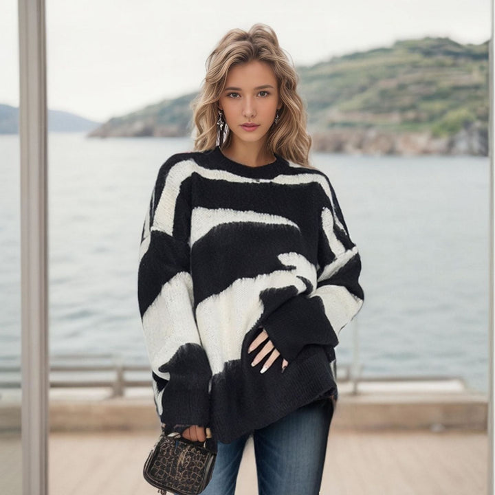 Women chunky knit sweater with graphic pattern Lune London