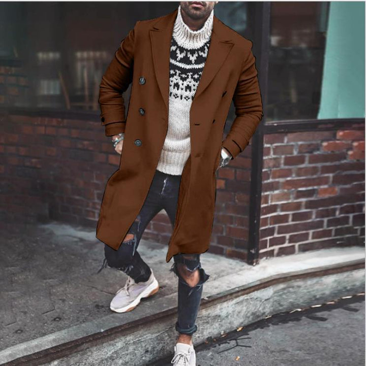 Elegant long double-breasted men's coat Amarae