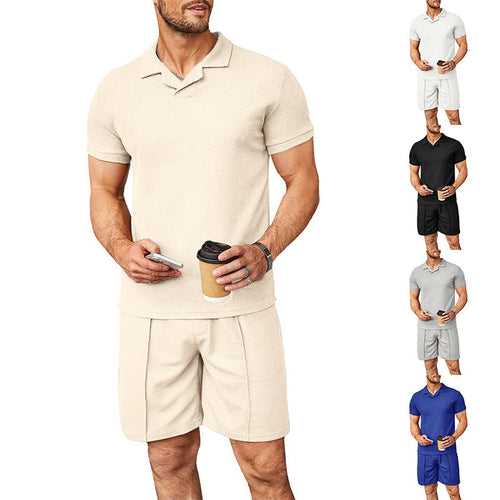 Amarae men's leisure polo and shorts set in breathable material
