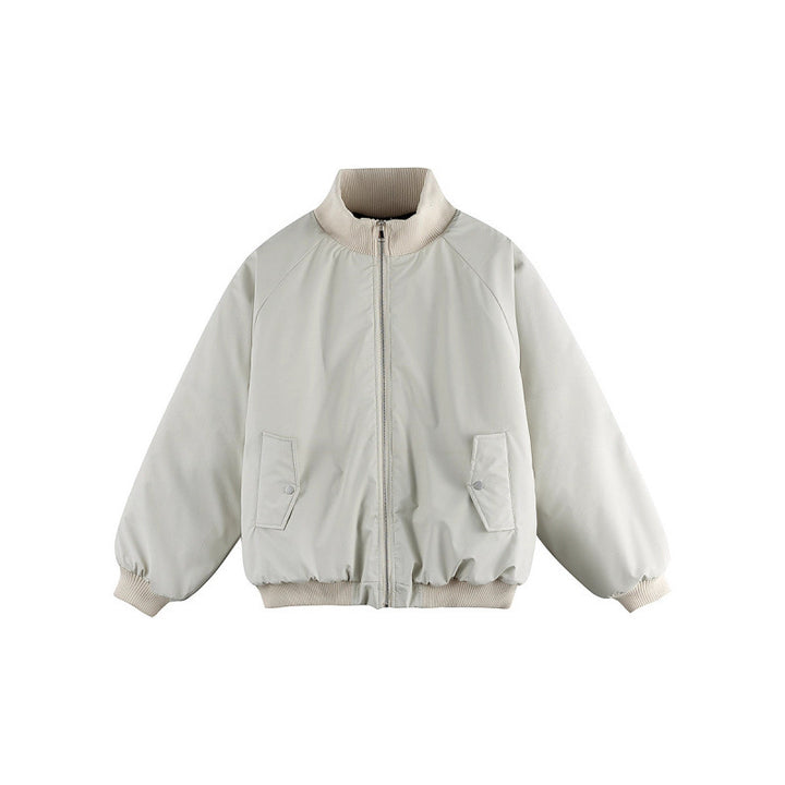 Unisex Boxy Transition Bomber Jacket with Stand Collar and Flap Pockets Amarae