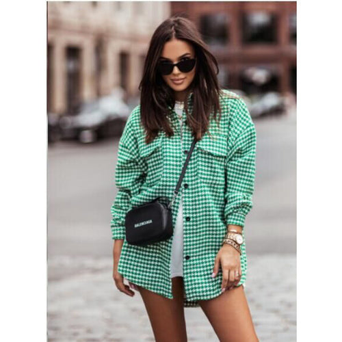 Oversized blazer jacket for women with a modern tartan pattern Amarae
