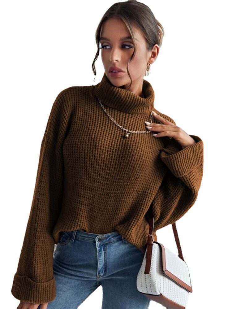 Pull en tricot femme avec col montant et manches texturées Chic & Stil