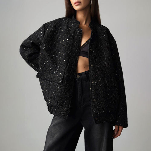 Shimmering fabric jacket for women with short sleeves Amarae