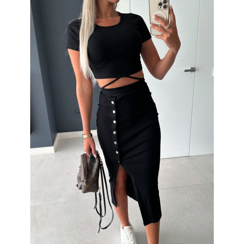 Lune London Ribbed Knit Midi Dress for Women