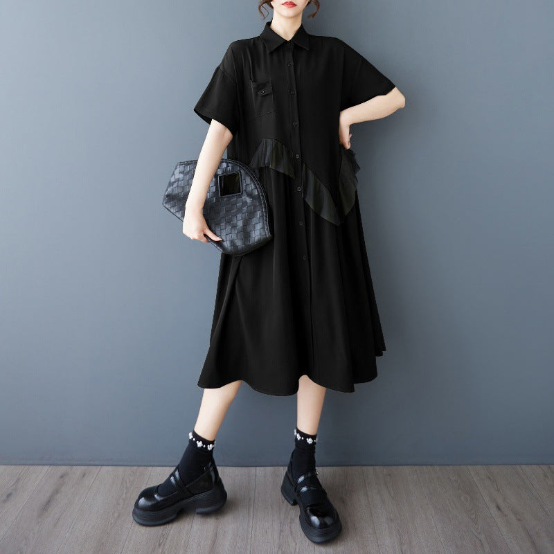 Midaxi button-down shirt dress for women with ruffle detail Lune London