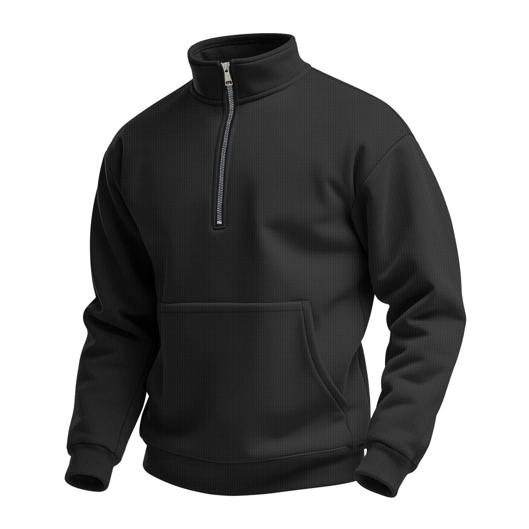 Men's fleece pullover with high collar and practical pockets Amarae