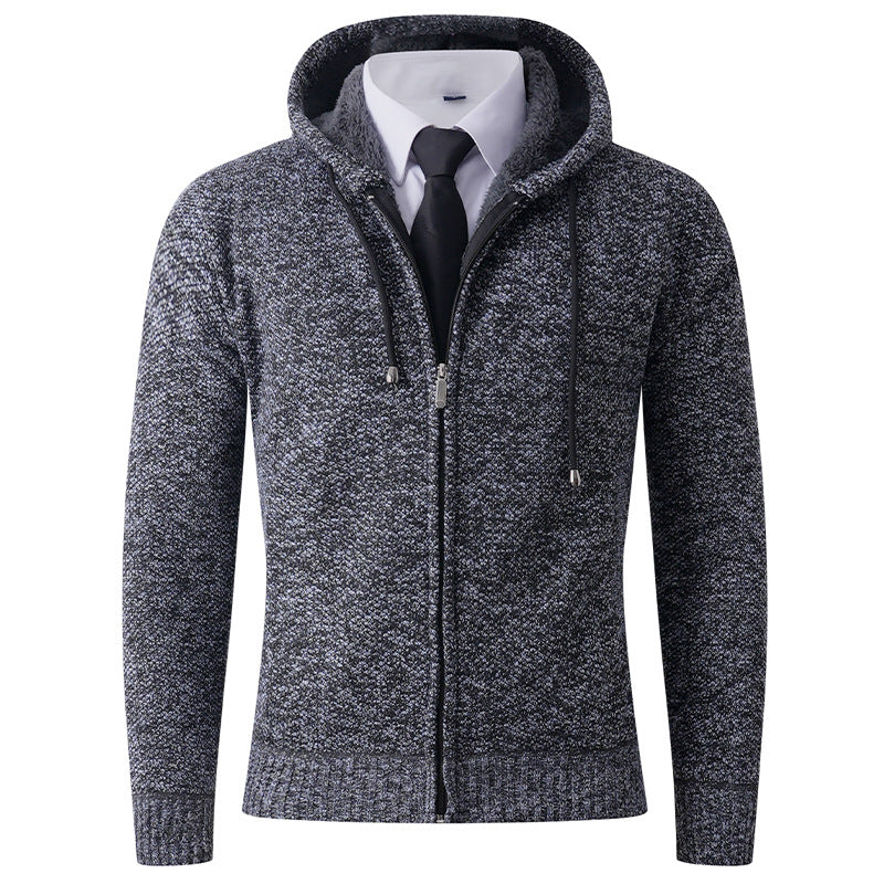 Hooded knit jacket with zipper for men Lune London