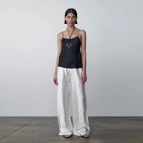 Pantalons élégants et fluides pour femmes à taille haute en satin de haute qualité Chic & Stil