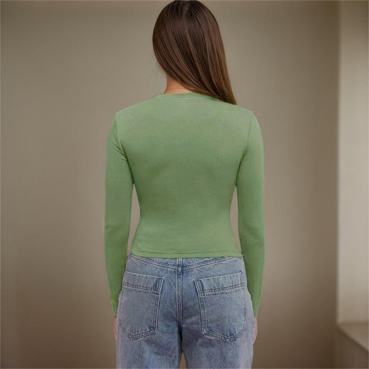 T-shirt femme ajusté à manches longues avec design innovant découpé Chic & Stil