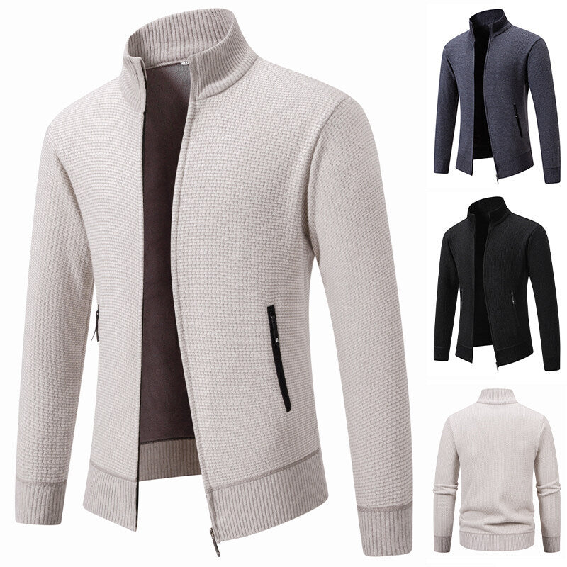 Men's knitted jacket with modern zipper and practical pockets Lune London