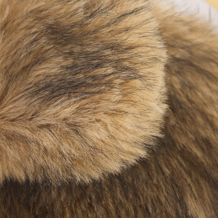 Ladies plush faux fur coat with stand-up collar Lune London