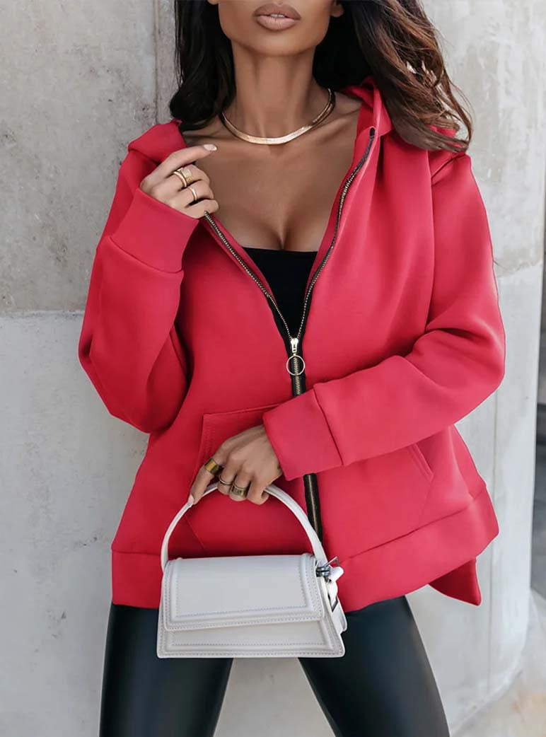 Sporty zip-up hoodie for women with spacious pockets Lune London