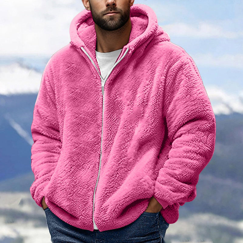 Men's Cozy Teddy Fleece Zip-Up Hoodie with Oversized Fit Amarae