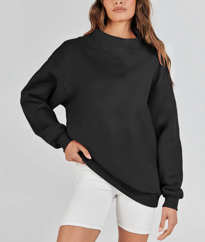 Oversized sweatshirt for women with high collar and side slits Lune London