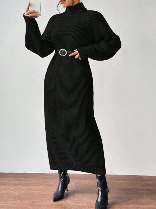 Robe tricotée de mode féminine avec col montant et coupe ample Chic & Stil