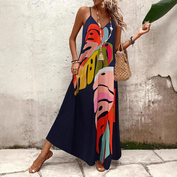 Maxi dress for women with creative leaf pattern Lune London