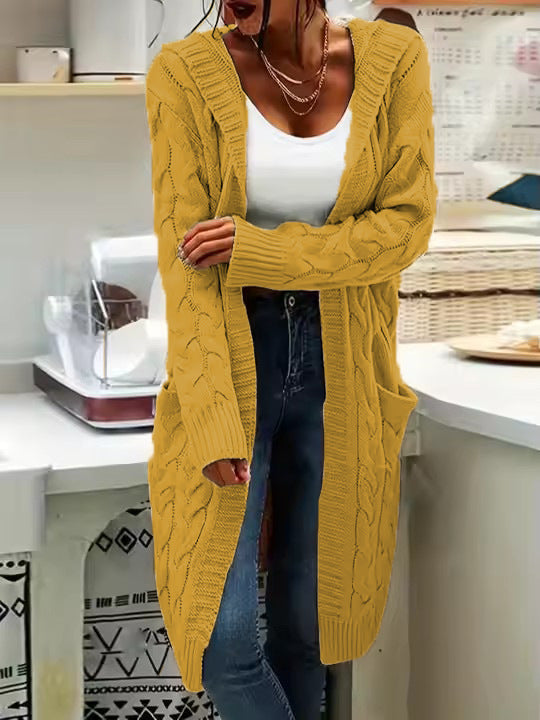 Cardigan en gros tricot pour femmes avec motif en cable élégant et poches pratiques Chic & Stil