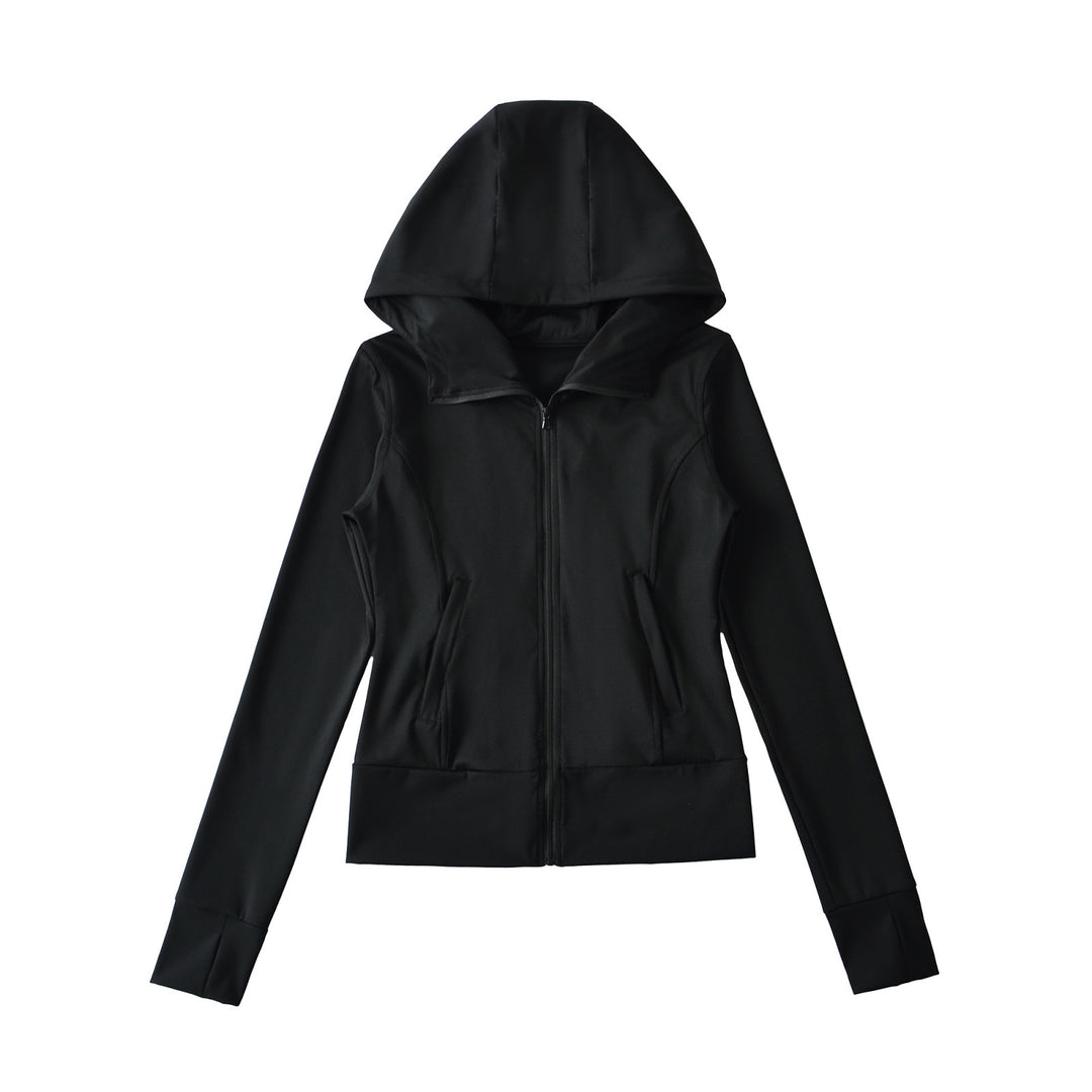 Women's Hooded Sports Jacket with Full Zip, Tailored Fit, and Integrated Zipper Pockets Amarae