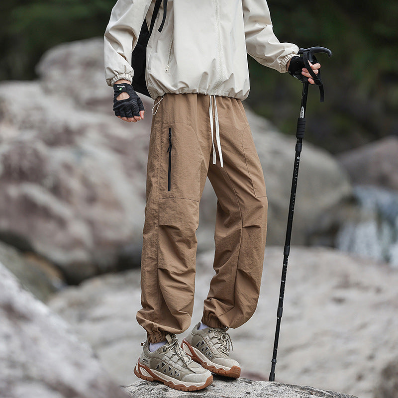 Men's Lightweight Technical Cargo Trekking Pants with Drawstring Waist, Zipper Pockets, and Elastic Hem Amarae