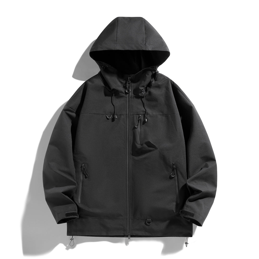 Men's waterproof outdoor jacket with adjustable hood and practical zip pockets Lune London