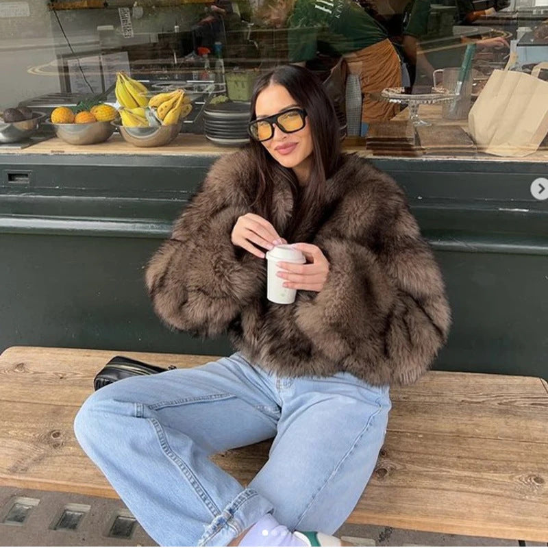 Ladies Fur Jacket with Long, Soft Sleeves Amarae