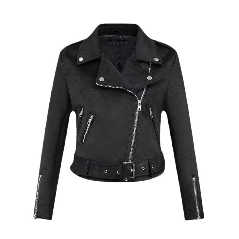 Stylish biker jacket for women with an elegant look in suede with practical pockets Lune London
