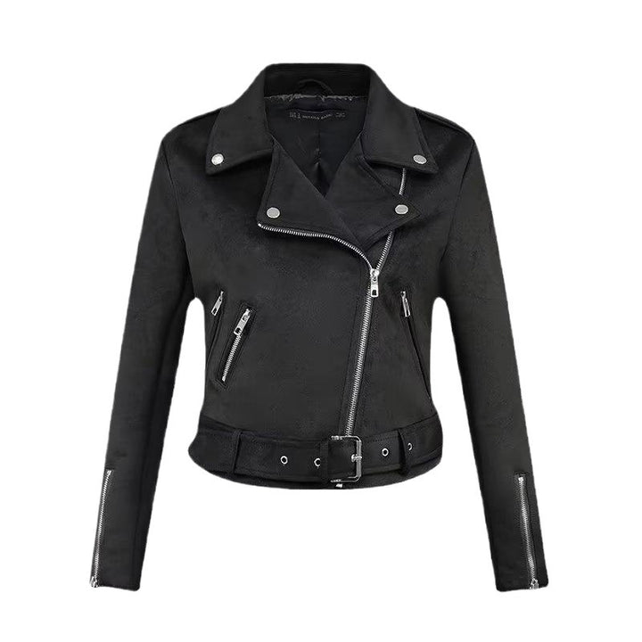 Stylish biker jacket for women with an elegant look in suede with practical pockets Lune London