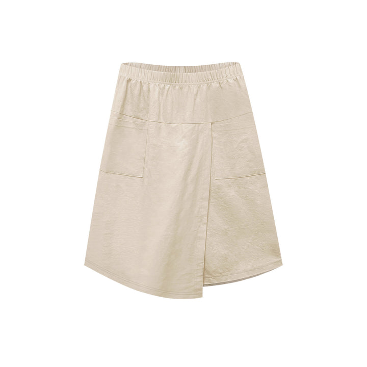 Mid-length wrap skirt for women with elastic waist and practical pockets Lune London