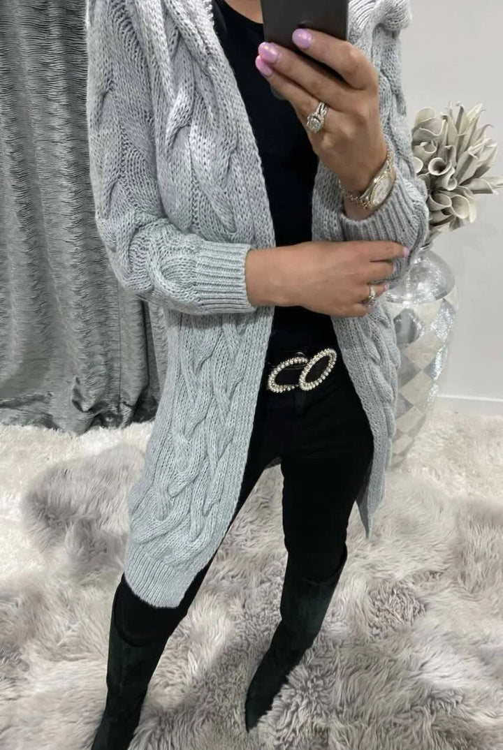 Chic and Still women's knit jacket with a trendy braid pattern