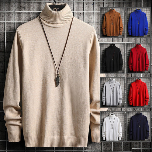 Amarae | Men's stylish turtleneck sweater made of soft knitted material with modern accents