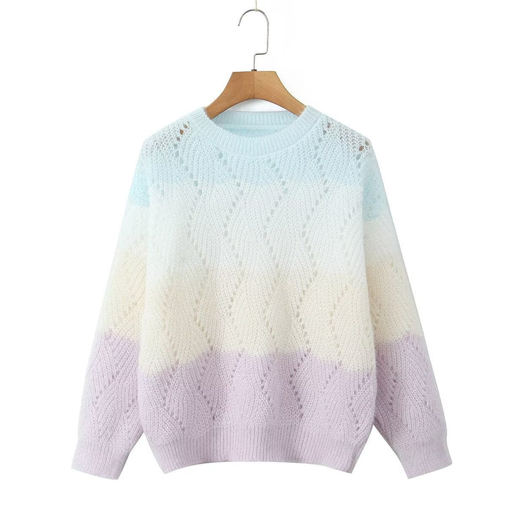 Knitted sweater for women with a modern wave pattern and soft color gradients Lune London