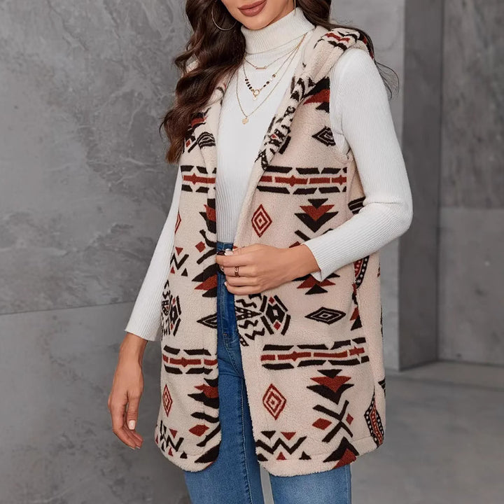 Ladies Elegant and comfortable plush vest with ethnic pattern Amarae