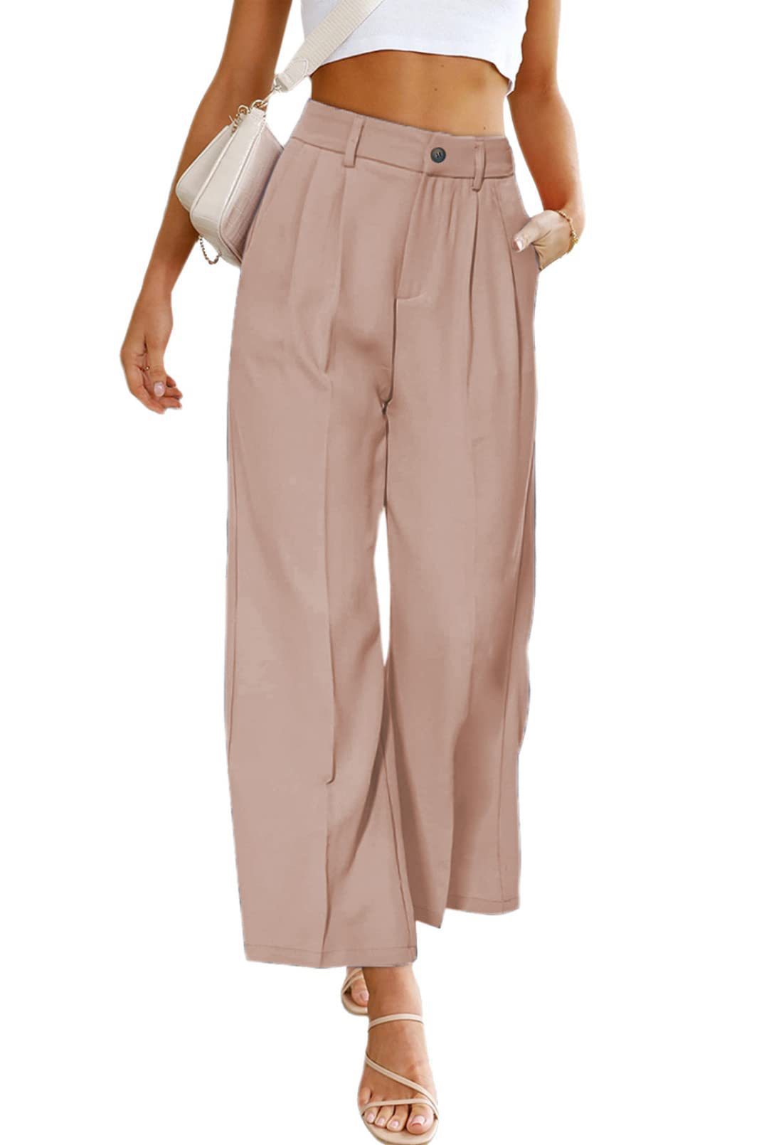 Women's high-waisted wide-leg pants with pleats and elegant cut Lune London
