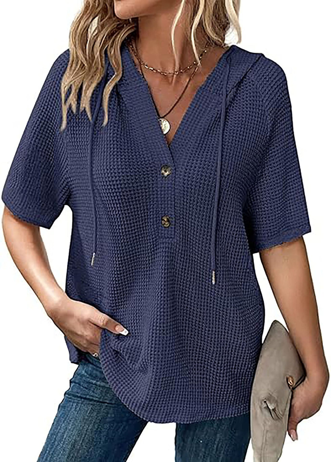 Casual oversized hoodie T-shirt for women with button detail Lune London