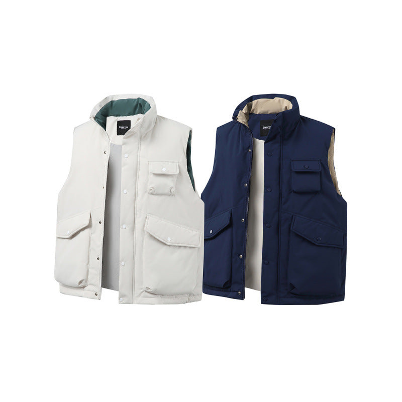 Unisex Padded Utility Vest with Stand-Up Collar and Flap Pockets Amarae