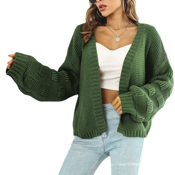 Ladies chunky knit cardigan with wide sleeves and V-neck Lune London