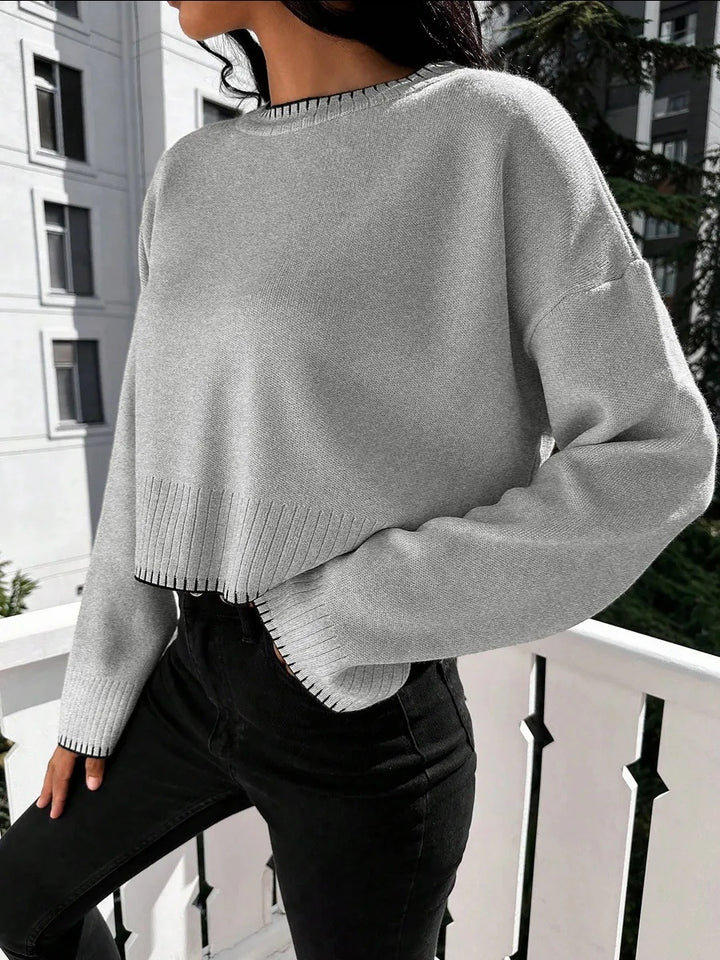 Lune Londonl women's casual cropped sweater with fine ribbed knit