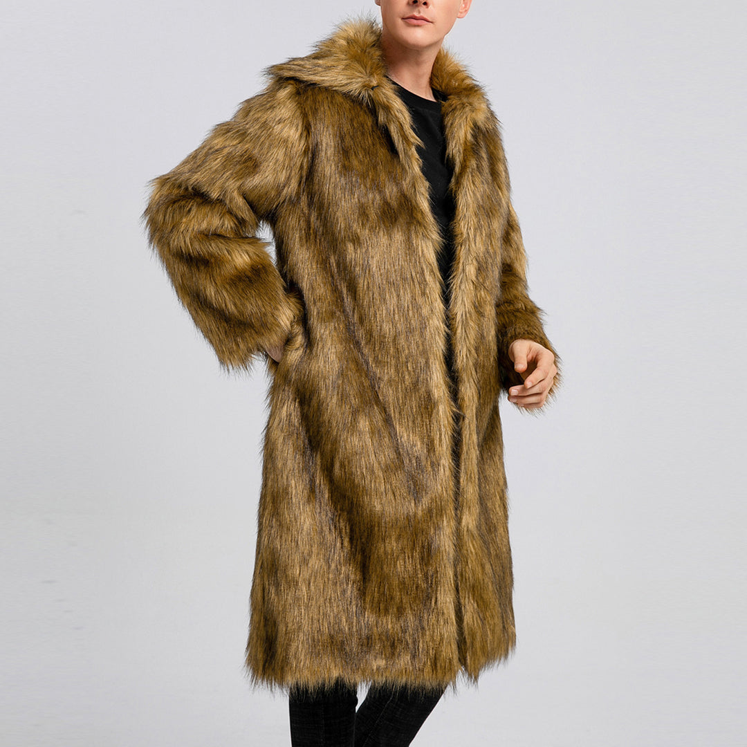 Luxury faux fur coat for men with hood Lune London