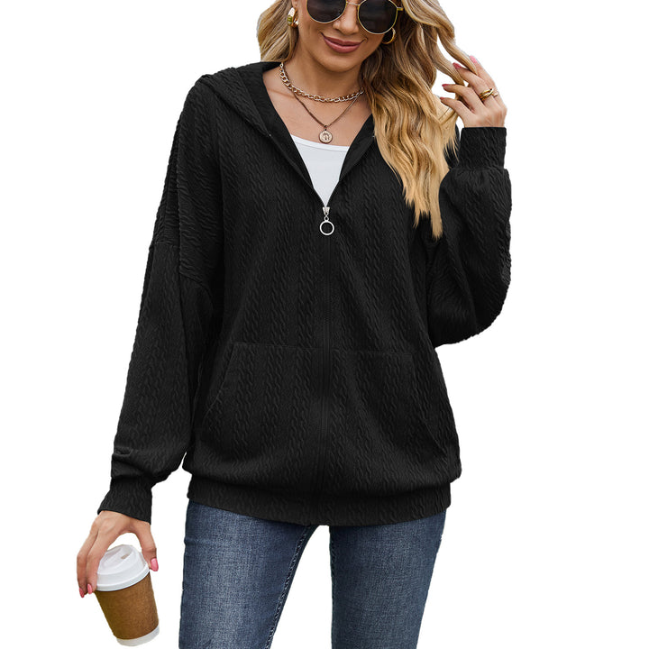 Ladies Oversized Hoodie with Textured Pattern and Practical Pockets Lune London
