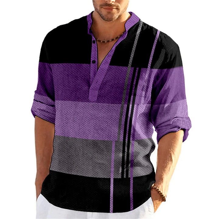 Amarae Casual Striped Popover Shirt for Men