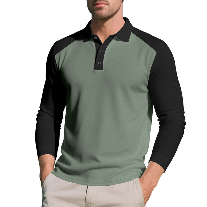 Men's long sleeve polo shirt with modern color contrast and breathable materials Lune London